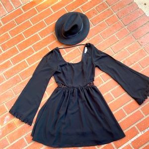 Boho black mini dress